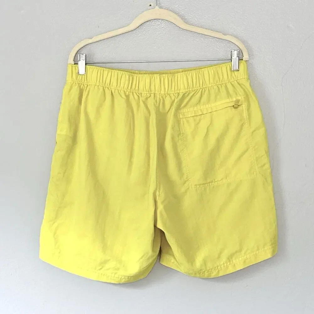The North Face Swim Trunks Mens Large Yellow Nylon Mesh Lined Logo Board Shorts